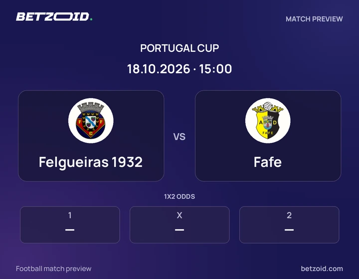 Felgueiras 1932 vs Fafe: Portugal Cup match preview with team badges and kick-off details.