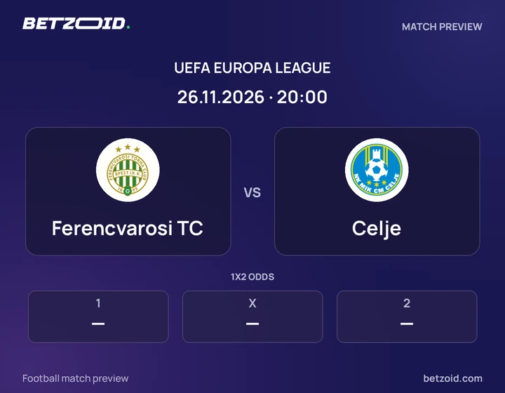Ferencvarosi TC - Celje Ferencvarosi TC vs Celje: UEFA Europa League match preview with team badges and kick-off details.