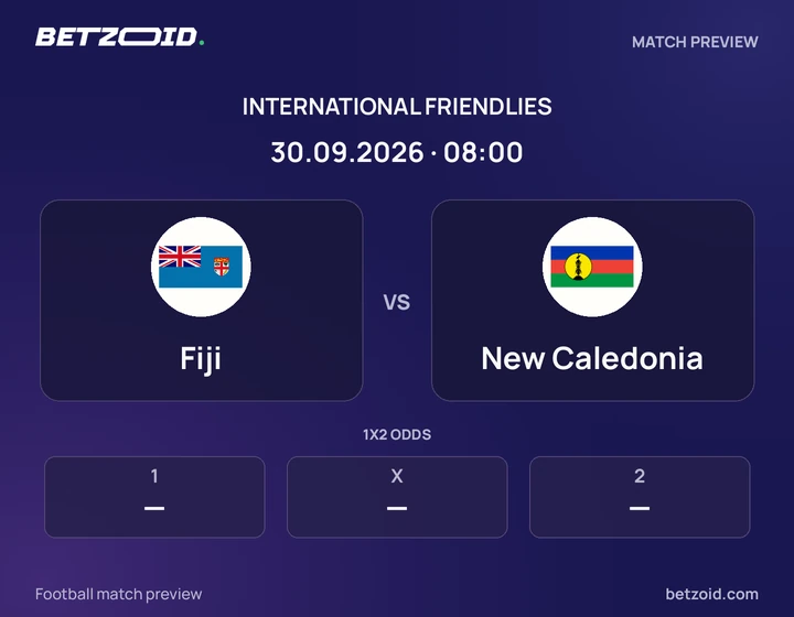 Fiji vs New Caledonia: International Friendlies match preview with team badges and kick-off details.