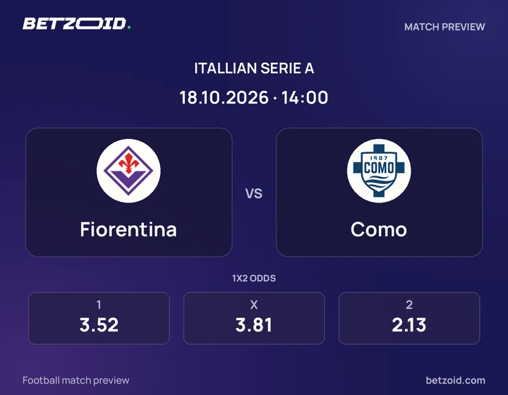 Fiorentina – Como Fiorentina – Como: presentazione della partita di Serie A con stemmi e orario di inizio.