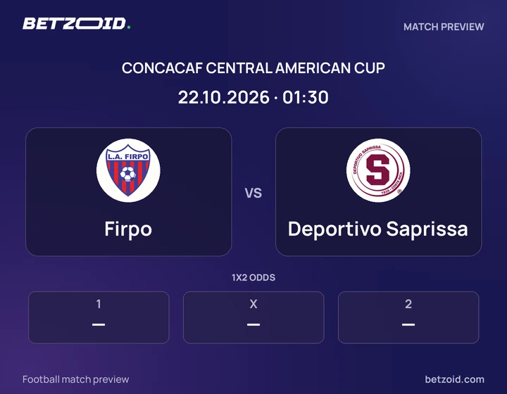 Firpo vs Deportivo Saprissa: CONCACAF Central American Cup match preview with team badges and kick-off details.