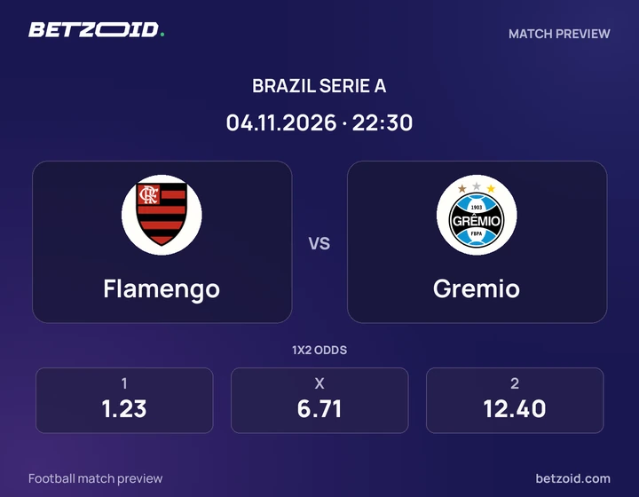 Flamengo - Gremio Flamengo vs Gremio: Brazil Serie A match preview with team badges and kick-off details.