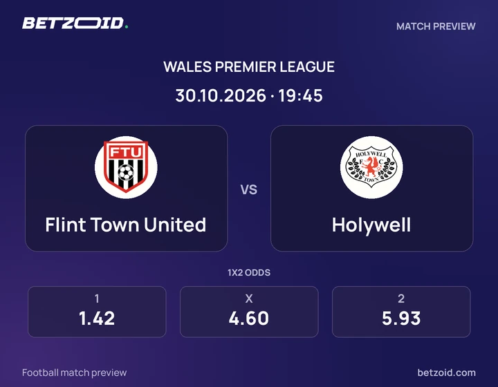 Flint Town United - Holywell Flint Town United vs Holywell: Wales Premier League match preview with team badges and kick-off details.