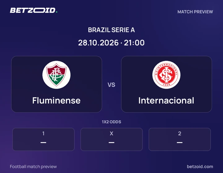 Fluminense - Internacional Fluminense vs Internacional: Brazil Serie A match preview with team badges and kick-off details.