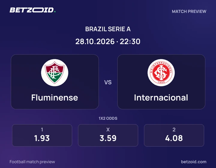 Fluminense - Internacional Fluminense vs Internacional: Brazil Serie A match preview with team badges and kick-off details.