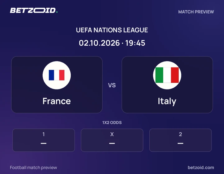 France - Italy France vs Italy: UEFA Nations League match preview with team badges and kick-off details.