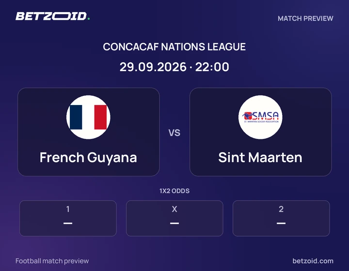 French Guyana vs Sint Maarten: CONCACAF Nations League match preview with team badges and kick-off details.