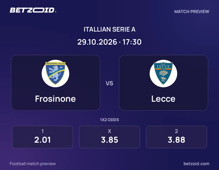 Frosinone – Lecce Frosinone – Lecce: presentazione della partita di Serie A con stemmi e orario di inizio.