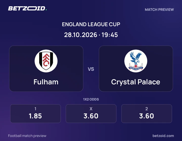 Fulham - Crystal Palace Fulham vs Crystal Palace: England League Cup match preview with team badges and kick-off details.