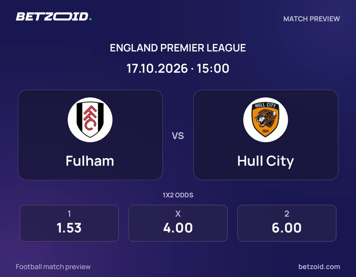 Fulham vs Hull City: England Premier League match preview with team badges and kick-off details.