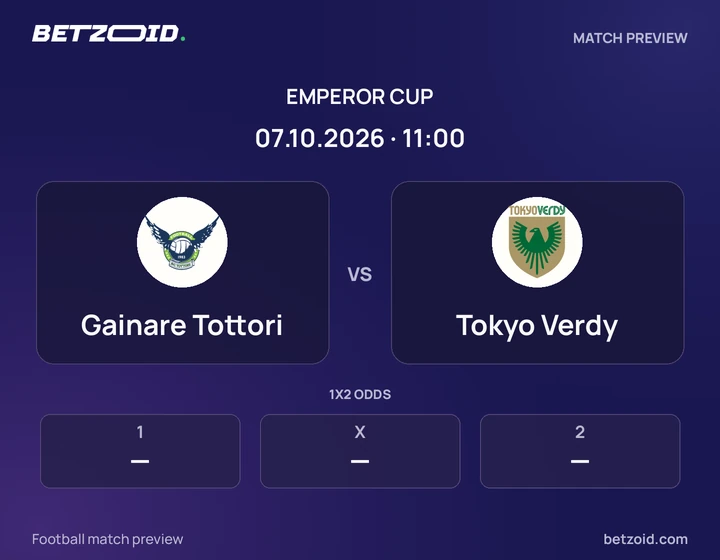 Gainare Tottori - Tokyo Verdy Gainare Tottori vs Tokyo Verdy: Emperor Cup match preview with team badges and kick-off details.