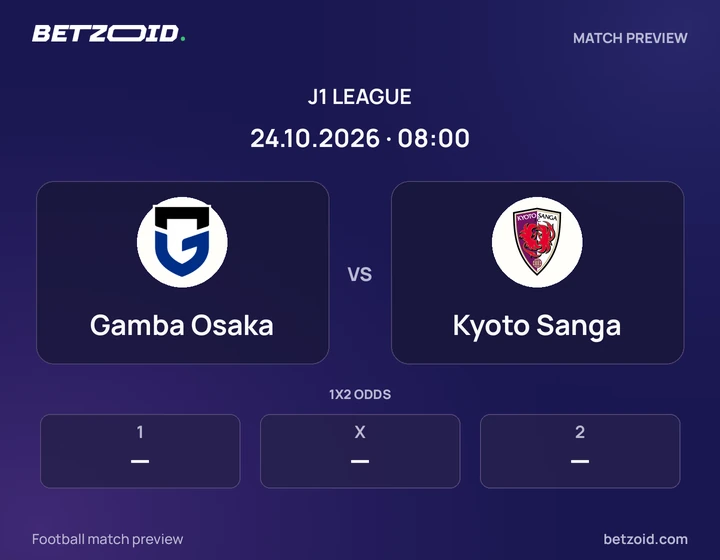 Gamba Osaka - Kyoto Sanga Gamba Osaka vs Kyoto Sanga: J1 League match preview with team badges and kick-off details.