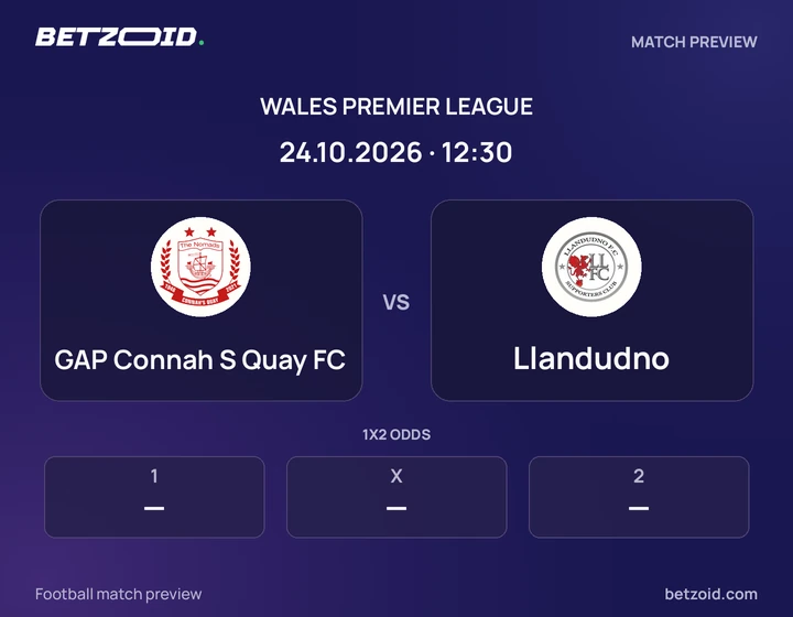 GAP Connah S Quay FC vs Llandudno: Wales Premier League match preview with team badges and kick-off details.