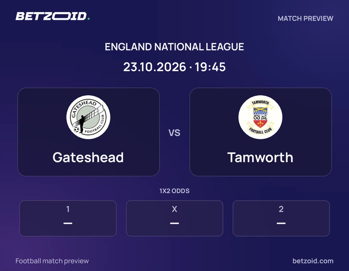Gateshead - Tamworth Gateshead vs Tamworth: England National League match preview with team badges and kick-off details.
