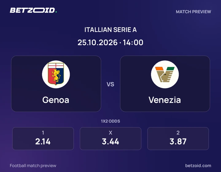 Genoa – Venezia Genoa – Venezia: presentazione della partita di Serie A con stemmi e orario di inizio.