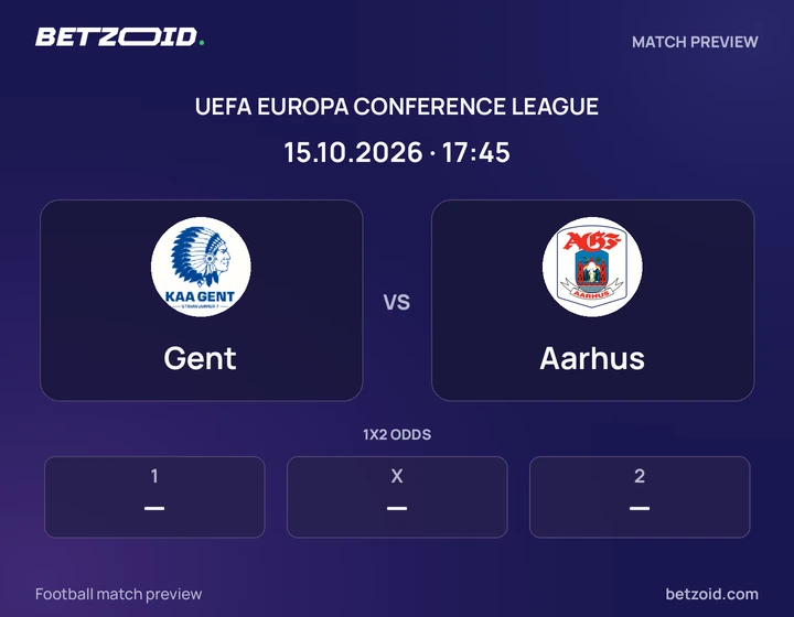 Gent - Aarhus Gent vs Aarhus: UEFA Europa Conference League match preview with team badges and kick-off details.
