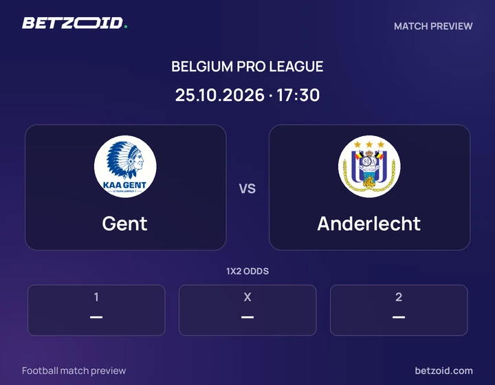 Gent - Anderlecht Gent vs Anderlecht: Belgium Pro League match preview with team badges and kick-off details.