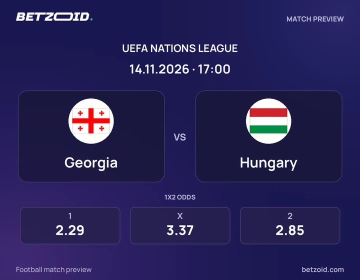 Georgia - Hungary Georgia vs Hungary: UEFA Nations League match preview with team badges and kick-off details.