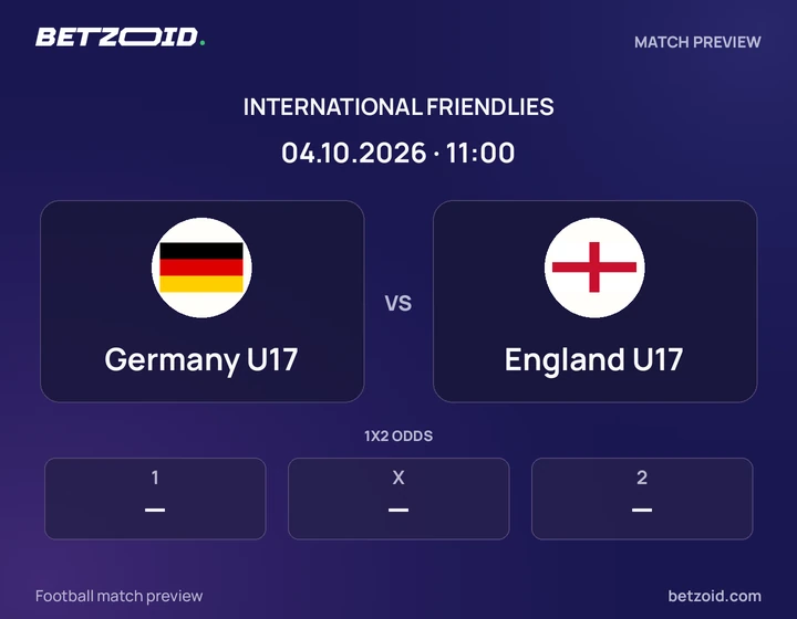 Germany U17 - England U17 Germany U17 vs England U17: International Friendlies match preview with team badges and kick-off details.