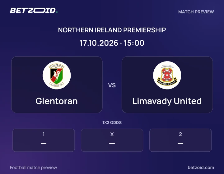 Glentoran - Limavady United Glentoran vs Limavady United: Northern Ireland Premiership match preview with team badges and kick-off details.