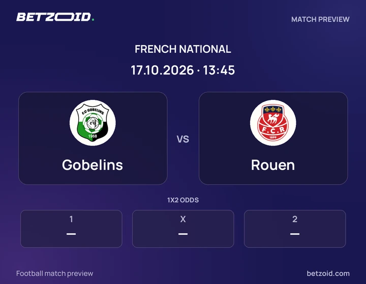 Gobelins vs Rouen: French National match preview with team badges and kick-off details.
