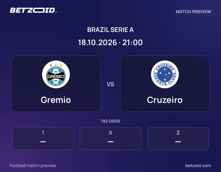Gremio - Cruzeiro Gremio vs Cruzeiro: Brazil Serie A match preview with team badges and kick-off details.