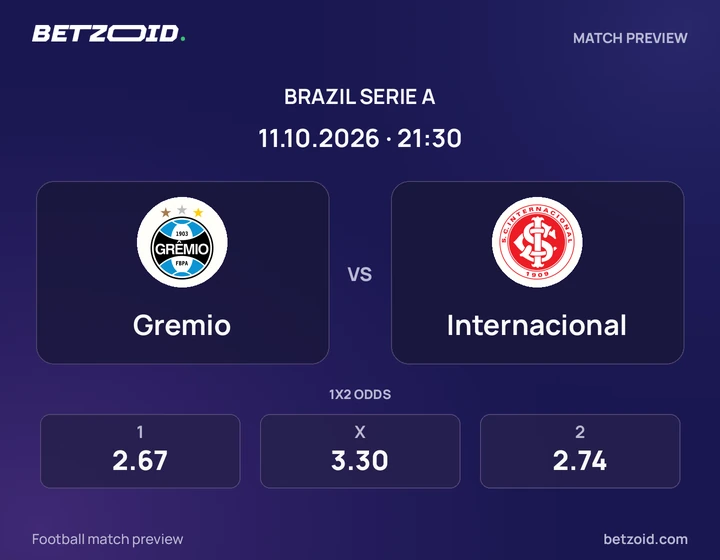 Gremio x Internacional Gremio x Internacional: prévia do jogo de Brasileirão Série A, com escudos e informações da partida.