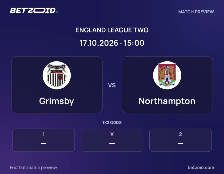 Grimsby vs Northampton: England League Two match preview with team badges and kick-off details.