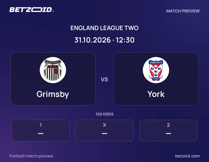 Grimsby - York Grimsby vs York: England League Two match preview with team badges and kick-off details.