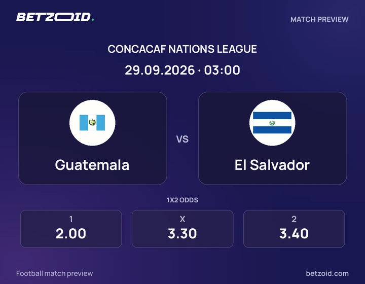 Guatemala vs El Salvador: CONCACAF Nations League match preview with team badges and kick-off details.