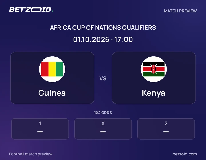 Guinea vs Kenya: Africa Cup of Nations Qualifiers match preview with team badges and kick-off details.