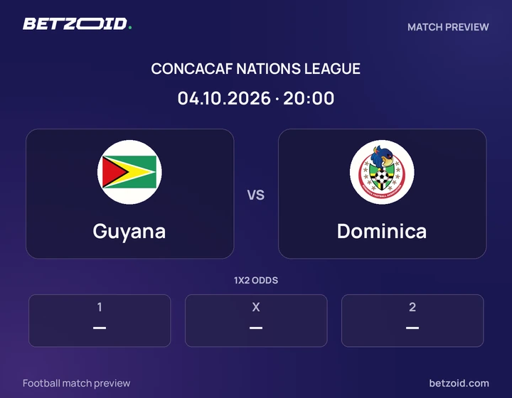 Guyana vs Dominica: CONCACAF Nations League match preview with team badges and kick-off details.