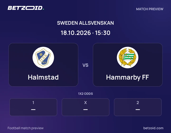 Halmstad vs Hammarby FF: Sweden Allsvenskan match preview with team badges and kick-off details.