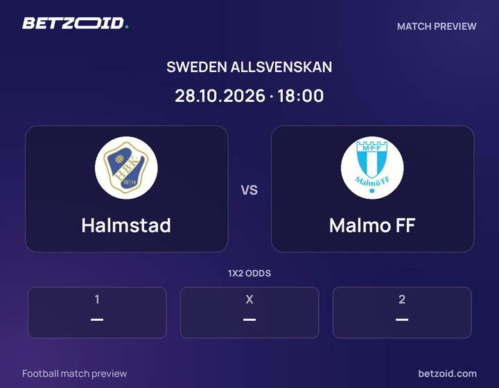 Halmstad - Malmo FF Halmstad vs Malmo FF: Sweden Allsvenskan match preview with team badges and kick-off details.