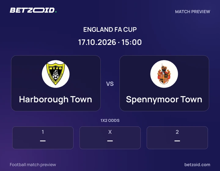 Harborough Town - Spennymoor Town Harborough Town vs Spennymoor Town: England FA Cup match preview with team badges and kick-off details.