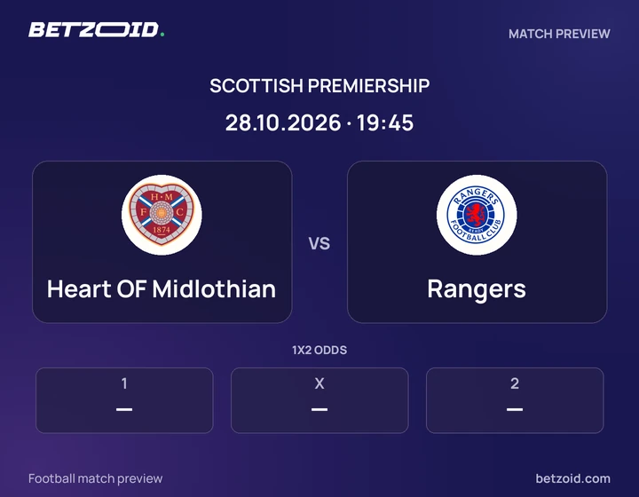 Heart OF Midlothian - Rangers Heart OF Midlothian vs Rangers: Scottish Premiership match preview with team badges and kick-off details.
