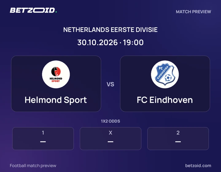 Helmond Sport - FC Eindhoven Helmond Sport vs FC Eindhoven: Netherlands Eerste Divisie match preview with team badges and kick-off details.