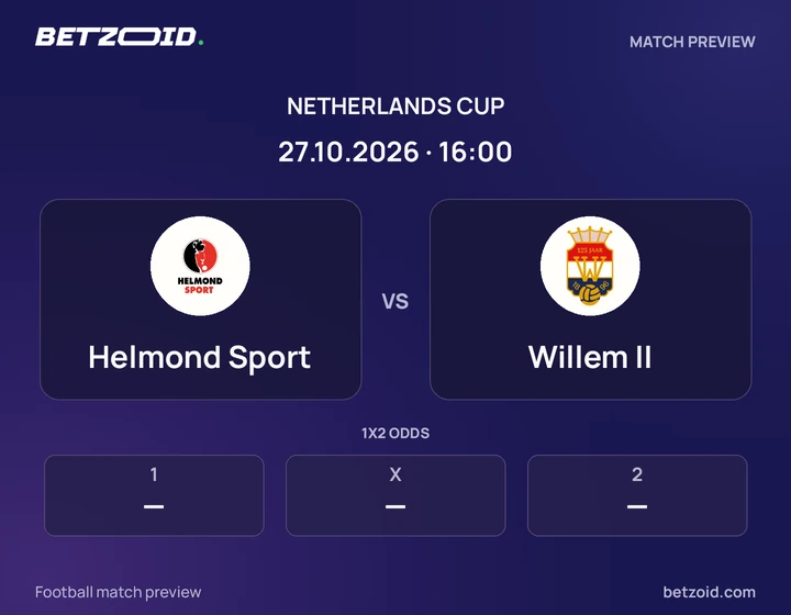 Helmond Sport - Willem II Helmond Sport vs Willem II: Netherlands Cup match preview with team badges and kick-off details.