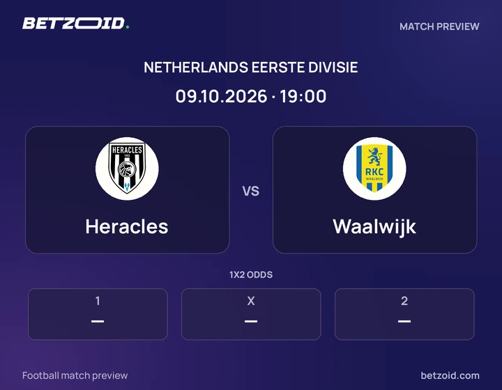Heracles - Waalwijk Heracles vs Waalwijk: Netherlands Eerste Divisie match preview with team badges and kick-off details.