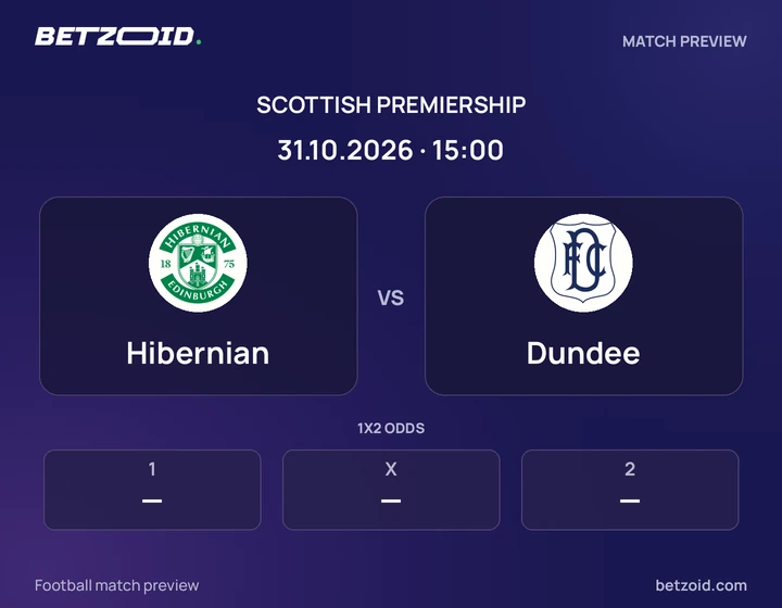 Hibernian - Dundee Hibernian vs Dundee: Scottish Premiership match preview with team badges and kick-off details.