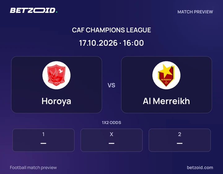 Horoya - Al Merreikh Horoya vs Al Merreikh: CAF Champions League match preview with team badges and kick-off details.