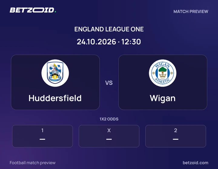 Huddersfield vs Wigan: England League One match preview with team badges and kick-off details.