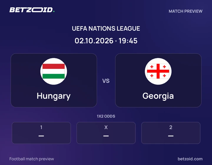 Hungary - Georgia Hungary vs Georgia: UEFA Nations League match preview with team badges and kick-off details.