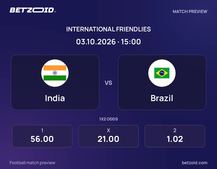 India x Brasil India x Brasil: prévia do jogo de Amistosos de seleções, com escudos e informações da partida.