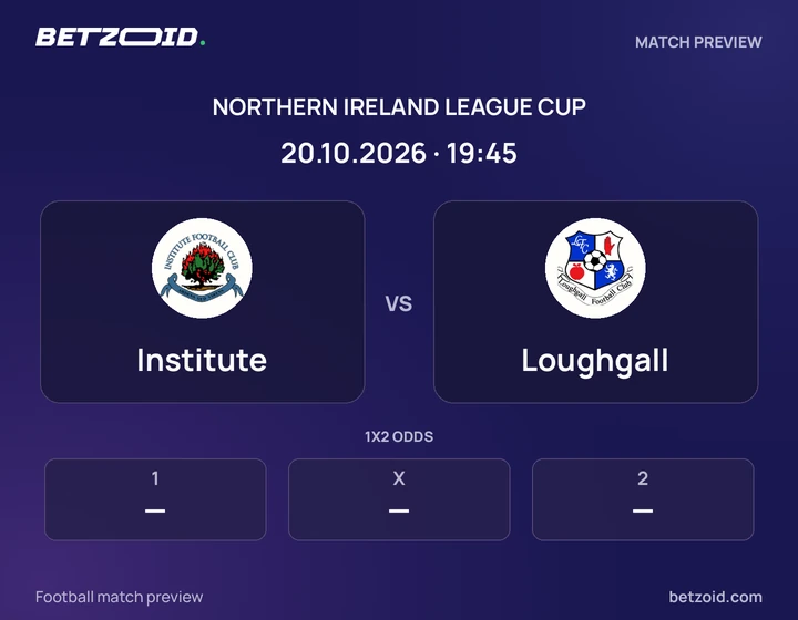 Institute vs Loughgall: Northern Ireland League Cup match preview with team badges and kick-off details.