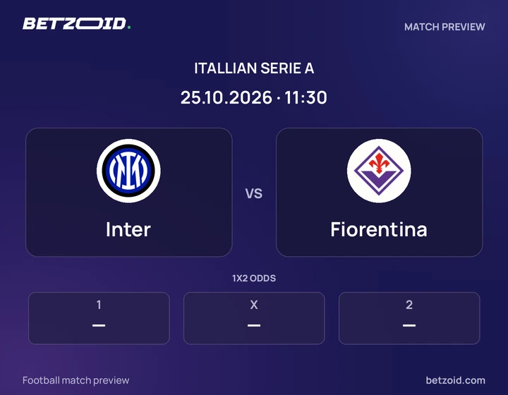 Inter - Fiorentina Inter vs Fiorentina: Itallian Serie A match preview with team badges and kick-off details.