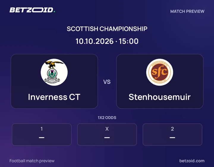 Inverness CT - Stenhousemuir Inverness CT vs Stenhousemuir: Scottish Championship match preview with team badges and kick-off details.