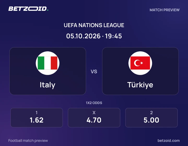 Italia – Türkiye Italia – Türkiye: presentazione della partita di Nations League con stemmi e orario di inizio.