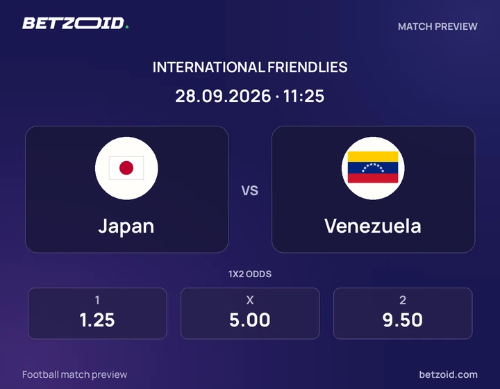 Japan - Venezuela Japan vs Venezuela: International Friendlies match preview with team badges and kick-off details.