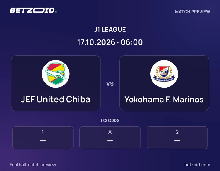 JEF United Chiba vs Yokohama F. Marinos: J1 League match preview with team badges and kick-off details.